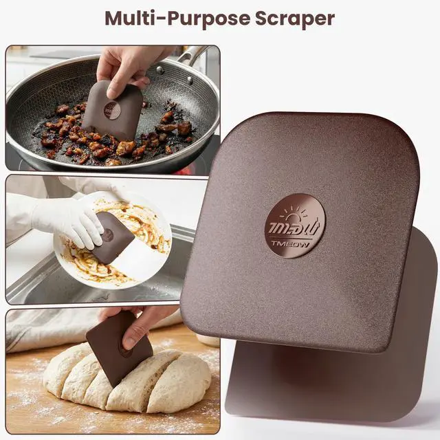 Alt view image 3 of 7 - Pan Scraper Tool for Kitchen 5 Pcs Pot Scraper | Multifunctional Pot Scraper Kitchen Tool, Non-Slip, Food Safe, High Heat Resistant-Brown
