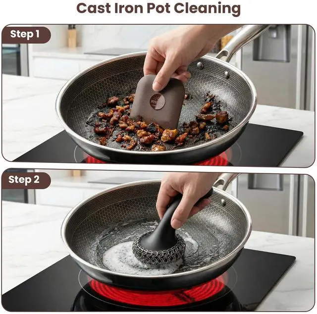 Alt view image 6 of 7 - Pan Scraper Tool for Kitchen 5 Pcs Pot Scraper | Multifunctional Pot Scraper Kitchen Tool, Non-Slip, Food Safe, High Heat Resistant-Brown