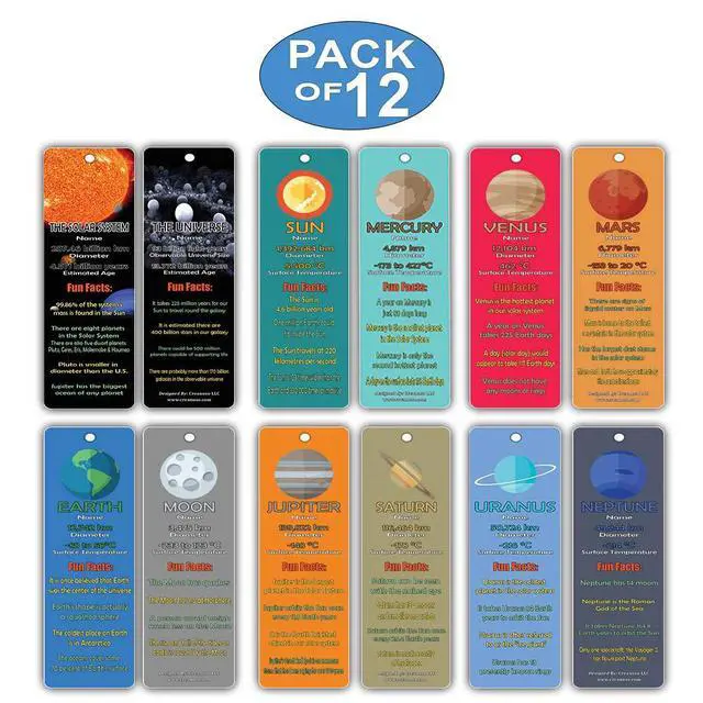 Alt view image 2 of 7 - Planets Fun Facts Bookmarks 12-Pack - Space Learning Set