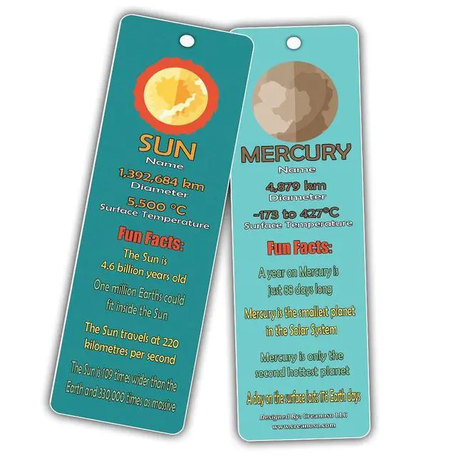 Alt view image 4 of 7 - Planets Fun Facts Bookmarks 12-Pack - Space Learning Set