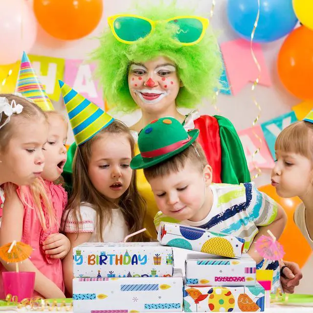 Alt view image 2 of 7 - Birthday Wrapping Paper for Boys Girls Kids Men Women Holiday Party - 3 Large Sheets Colorful Balloon 'Happy Birthday' Candles Gift Wrap - 27 Inch X 39.4 Inch Per Sheet