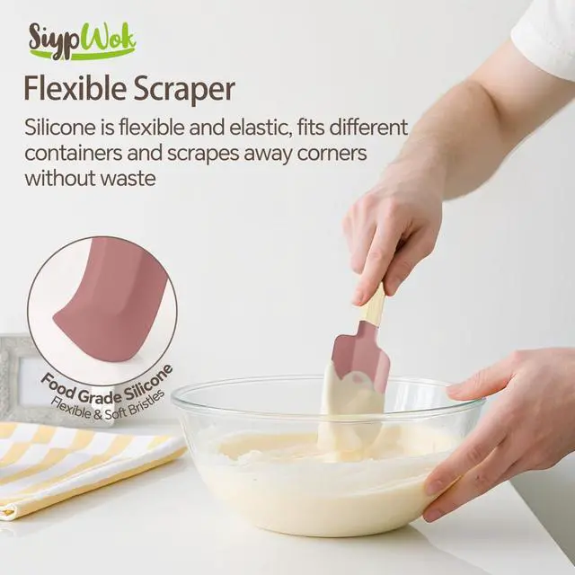 Alt view image 3 of 7 - Silicone Spatula Set, Food Grade Rubber Spatula-5 Piece Nonstick Rubber Spatulas, Spoonula, Jar Scraper for Cooking, Baking, Mixing, Frosting - Heat Resistant Up to 600°F (5 Pcs Pink)