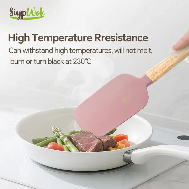 Alt view image 4 of 7 - Silicone Spatula Set, Food Grade Rubber Spatula-5 Piece Nonstick Rubber Spatulas, Spoonula, Jar Scraper for Cooking, Baking, Mixing, Frosting - Heat Resistant Up to 600°F (5 Pcs Pink)