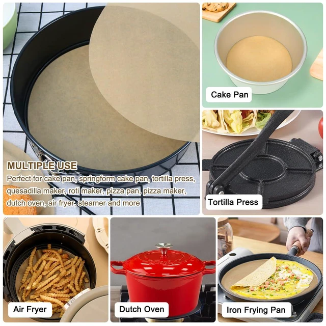 Alt view image 5 of 7 - 8 Inch Round Parchment Paper for Cake Pan, Tortilla Press,100PCS | Pre-Cut Nonstick Baking Parchment Rounds for Springform Pan and Burger Presses Help Reduce Sticking, Prep Time and Cleanup