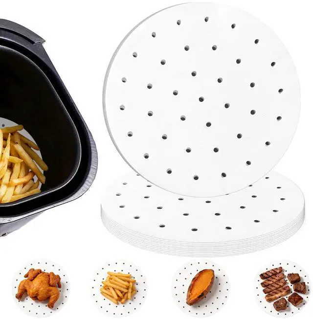 Main image of Air Fryer Parchment Paper Liners, 100 Pcs | Pre-Cut Non-Stick Baking Paper; Fits Air Fryers; Disposable And Durable; Microwave And Steaming Basket Safe
