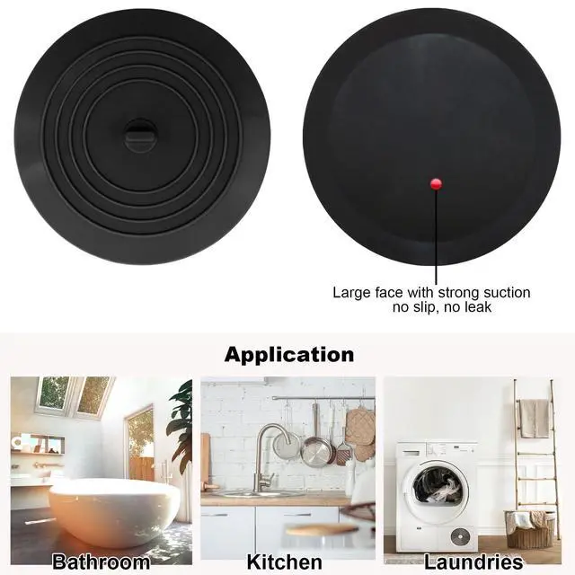 Alt view image 2 of 7 - Bathtub Drain Stopper 2 Pack, 5 inches Silicone Tub Stopper Shower Drain Cover, Bath Tub Plug Hair Stopper,Universal Flat Suction Renter Friendly Bath Accessories