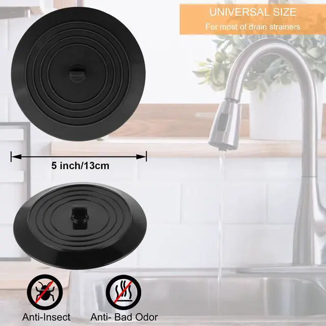 Alt view image 3 of 7 - Bathtub Drain Stopper 2 Pack, 5 inches Silicone Tub Stopper Shower Drain Cover, Bath Tub Plug Hair Stopper,Universal Flat Suction Renter Friendly Bath Accessories