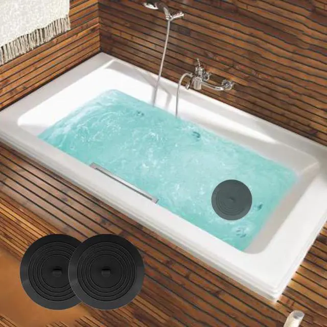 Alt view image 6 of 7 - Bathtub Drain Stopper 2 Pack, 5 inches Silicone Tub Stopper Shower Drain Cover, Bath Tub Plug Hair Stopper,Universal Flat Suction Renter Friendly Bath Accessories