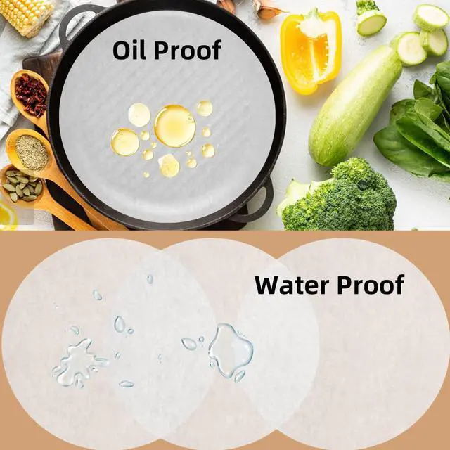 Alt view image 2 of 7 - 100Pcs 9 IN Round Parchment Paper,Non Stick Parchment Paper for Baking,Air Fryer Liners,Suitable for Baking Cakes Pring Plates Ovens and Barbecues Tortilla Press(White)
