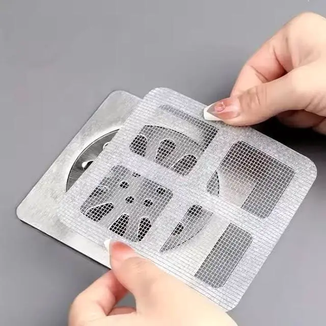 Alt view image 3 of 7 - 25 PCS Disposable Shower Drain Hair Catcher with Scrapper, 3.94 Inches Square Drain Hair Catcher Stickers for Bath & Kitchen, Hair Catcher Shower Drains Cover for Human, Pet Hair, Bathtub & Laundry