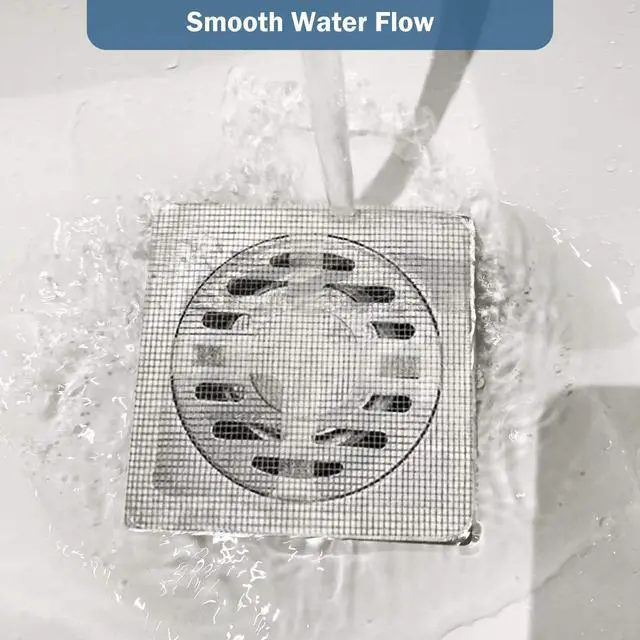 Alt view image 4 of 7 - 25 PCS Disposable Shower Drain Hair Catcher with Scrapper, 3.94 Inches Square Drain Hair Catcher Stickers for Bath & Kitchen, Hair Catcher Shower Drains Cover for Human, Pet Hair, Bathtub & Laundry