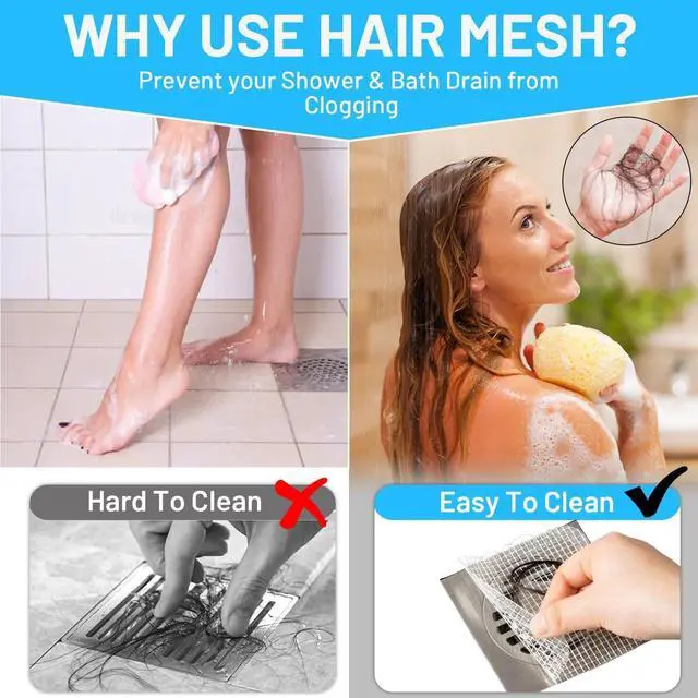 Alt view image 5 of 7 - 25 PCS Disposable Shower Drain Hair Catcher with Scrapper, 3.94 Inches Square Drain Hair Catcher Stickers for Bath & Kitchen, Hair Catcher Shower Drains Cover for Human, Pet Hair, Bathtub & Laundry