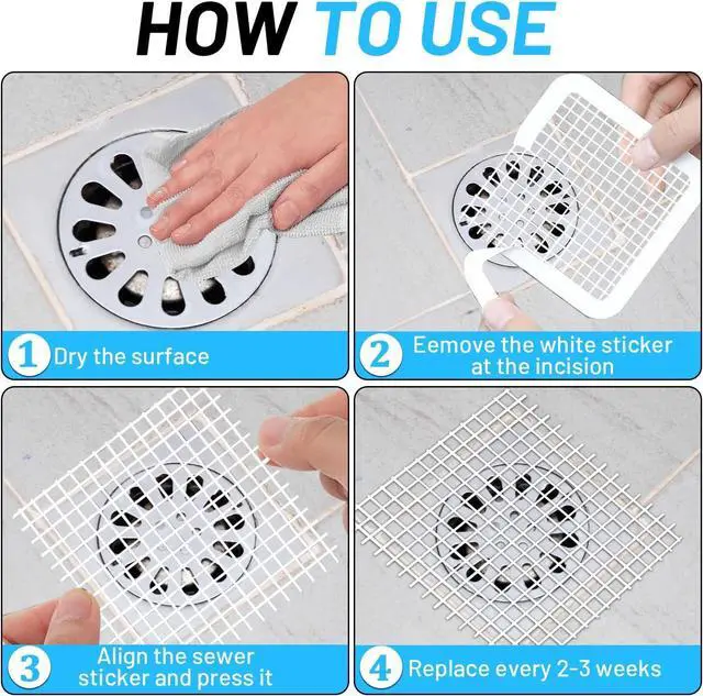 Alt view image 7 of 7 - 25 PCS Disposable Shower Drain Hair Catcher with Scrapper, 3.94 Inches Square Drain Hair Catcher Stickers for Bath & Kitchen, Hair Catcher Shower Drains Cover for Human, Pet Hair, Bathtub & Laundry