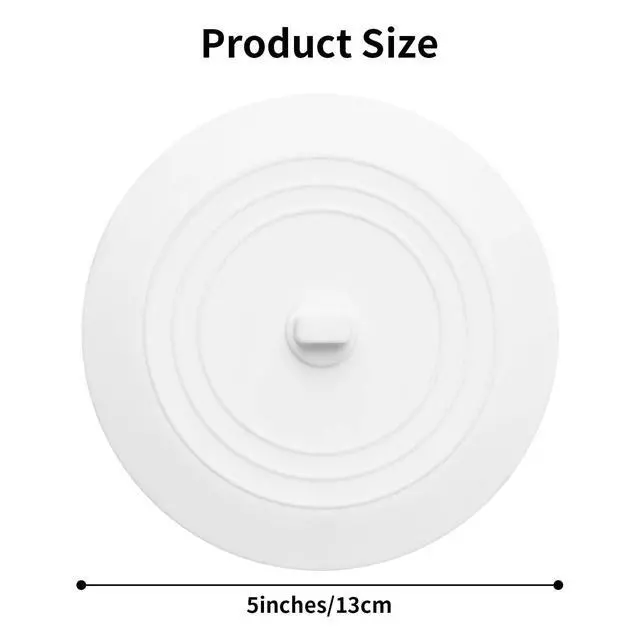 Alt view image 3 of 7 - 2PCS 5" Universal Silicone Bathtub Drain Stopper with Suction Seal | White, Leak Proof, Hair Trapping, Universal Fit, For Tub Sink Laundry Drain, Bathroom Kitchen Use, Easy Clean