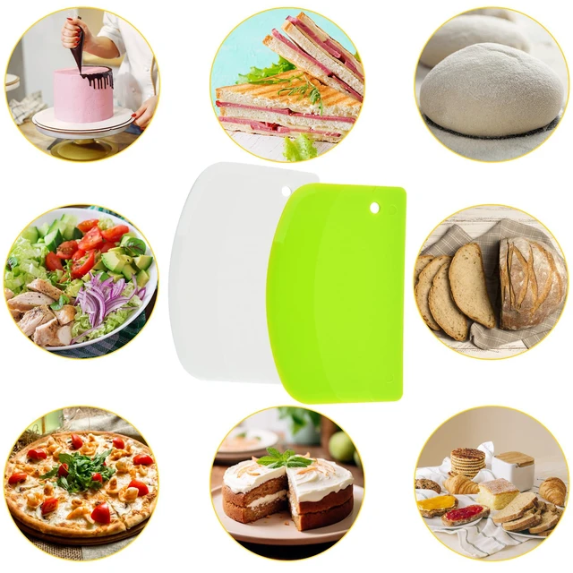 Alt view image 6 of 7 - 5 Pack Dough Scraper, 5.3 x 3.6 Inch Plastic Bench Scraper, Bowl Spatula, Kitchen Pastry Cutter Tool for Bread Dough, Pastry, Pizza, Baking Cake (Multicolor)