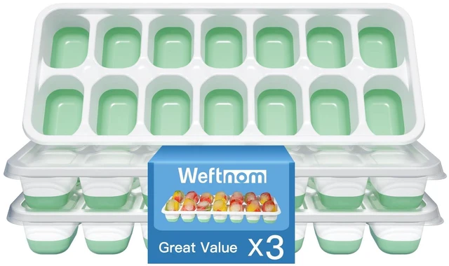 Main image of Ice Cube Tray with Lid, 3 Pack Silicone Easy-Release Ice Trays for Freezer, Stackable Ice Cube Molds for Drinks, Cocktails, Whiskey, Coffee - BPA-Free and Odor-Free,Ice Cube Trays for Freezer