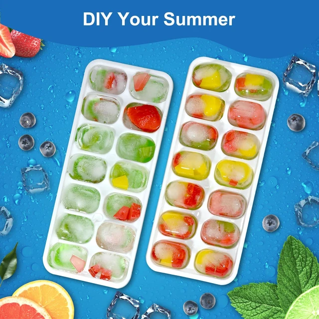 Alt view image 5 of 7 - Ice Cube Tray with Lid, 3 Pack Silicone Easy-Release Ice Trays for Freezer, Stackable Ice Cube Molds for Drinks, Cocktails, Whiskey, Coffee - BPA-Free and Odor-Free,Ice Cube Trays for Freezer