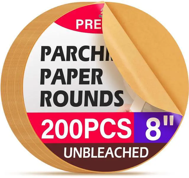 Main image of 8 Inch Parchment Paper Rounds, 200Pcs Non-Stick Baking Paper Sheets | Precut Unbleached Baking Parchment Rounds for Air Fryer,Round Cake Pan, Springform Pan, Tortilla Press and More