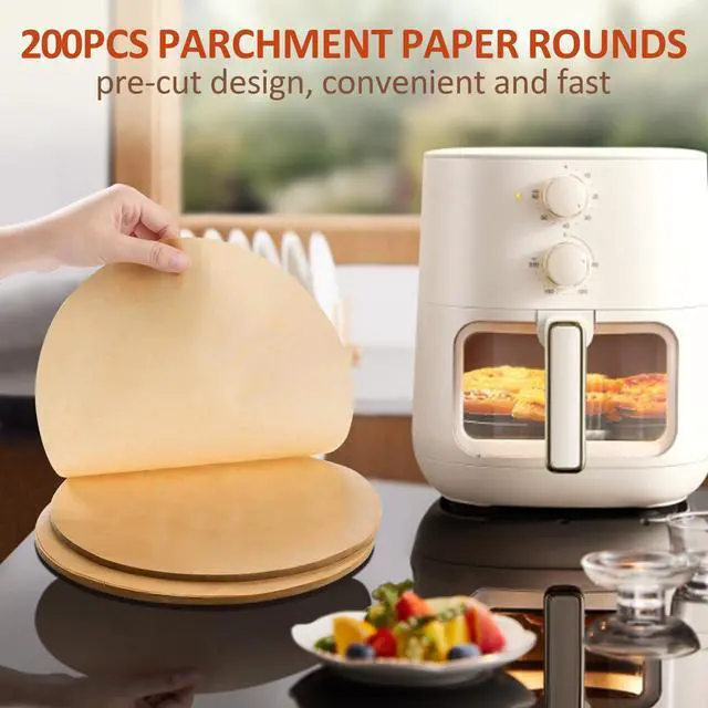 Alt view image 5 of 7 - 8 Inch Parchment Paper Rounds, 200Pcs Non-Stick Baking Paper Sheets | Precut Unbleached Baking Parchment Rounds for Air Fryer,Round Cake Pan, Springform Pan, Tortilla Press and More