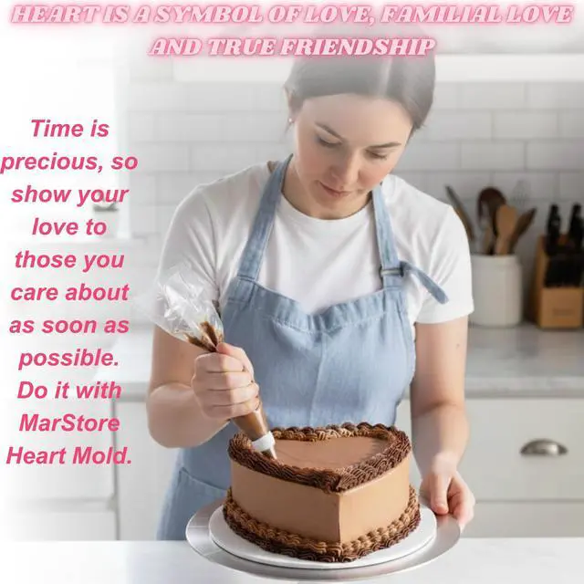 Alt view image 7 of 7 - Heart Shaped Cake Pans 8 Inch Set of 2 Nonstick Silicone Heart Cake Pan for Baking, Oven & Microwave Safe Molds Durable, Easy-Clean Matte Surface (Pink)