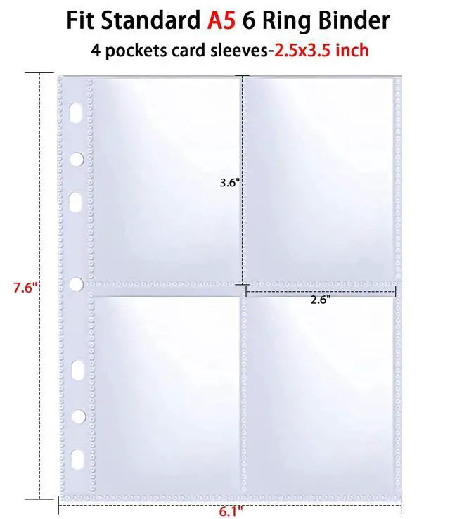 Alt view image 4 of 7 - 30 Pack 240 Pockets 2.5x3.5 Photocard Sleeves for 6 Ring A5 Binder, Ultra-Clear K-pop Photocard Sleeves, Double-Sided 4 Pocket Photo Pages, Top Loading Photo Sheet Protector for Photos, Trading Cards