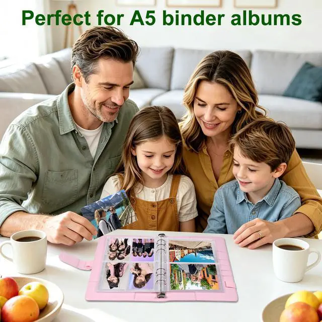 Alt view image 7 of 7 - 30 Pack 240 Pockets 2.5x3.5 Photocard Sleeves for 6 Ring A5 Binder, Ultra-Clear K-pop Photocard Sleeves, Double-Sided 4 Pocket Photo Pages, Top Loading Photo Sheet Protector for Photos, Trading Cards