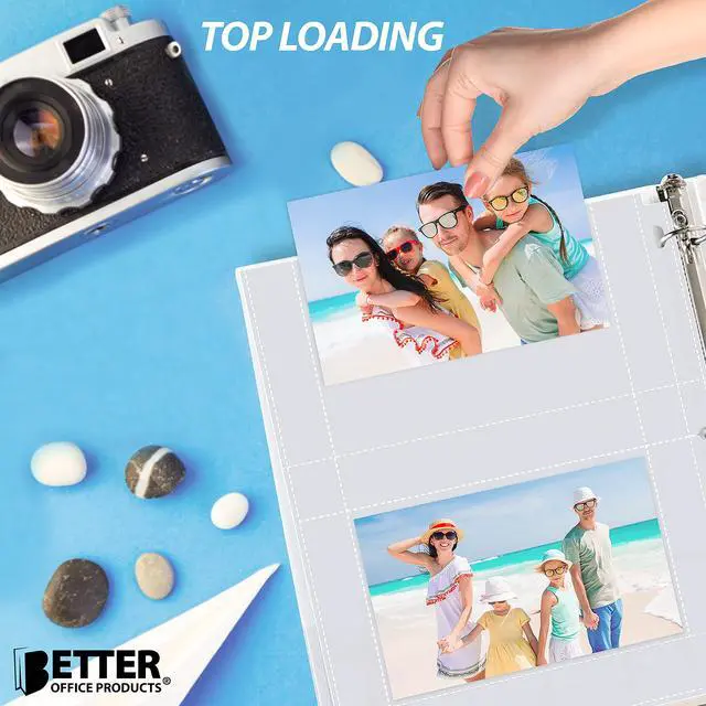 Alt view image 4 of 7 - Heavyweight 4 x 6 Inch Diamond Clear 3 Ring Binder Page Refills - 100 Total Photos, Each 2-Pocket Sheet Holds Up to 4 Photos (25 Pack)