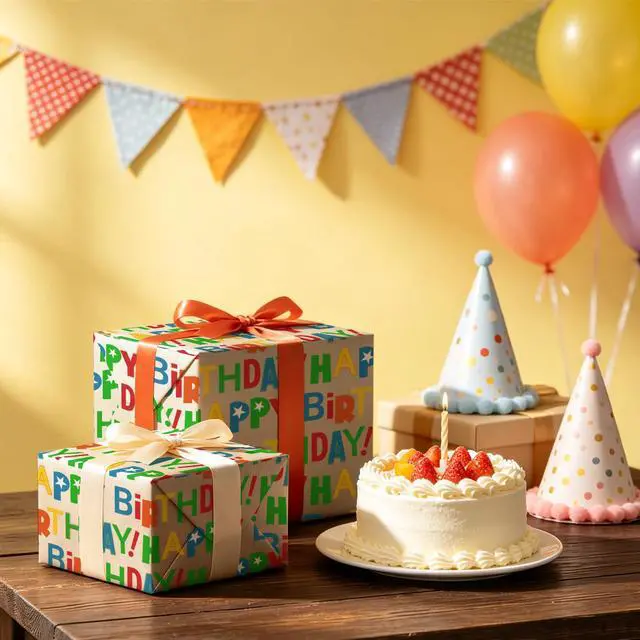 Alt view image 6 of 7 - Kraft Birthday Wrapping Paper Roll - Mini Roll - 17 Inch x 9.8 Feet - Colorful Happy Bday Lettering Wrapping Paper Perfect for Birthday, Party, Baby Shower