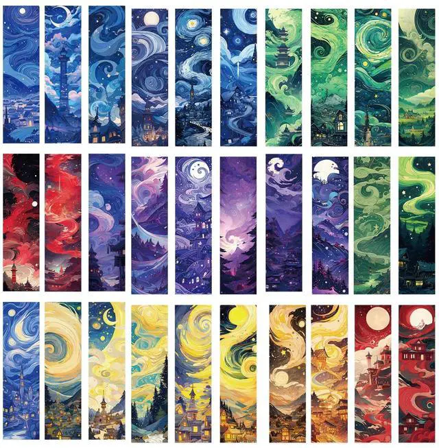 Main image of 30 Pcs Fantasy Bookmarks for Kids Aesthetic Bookmark Watercolor Magic Bookmark for School Office Students Teens Book Reading Lovers Classroom Favors