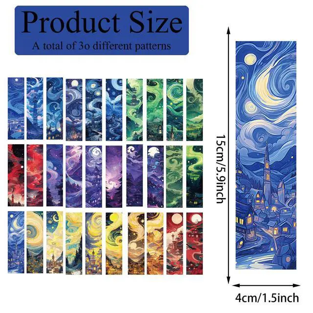 Alt view image 7 of 7 - 30 Pcs Fantasy Bookmarks for Kids Aesthetic Bookmark Watercolor Magic Bookmark for School Office Students Teens Book Reading Lovers Classroom Favors