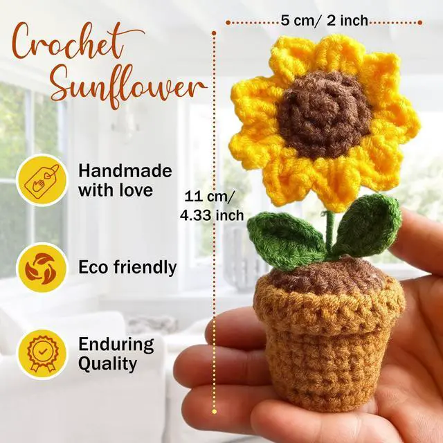 Alt view image 2 of 5 - Teacher Gifts - Thank You for Helping Me Grow - Crochet Sunflower Gifts - Lovely Teacher Appreciation Gifts - Best Teacher Gift for Nursery Teacher, Teaching Assistant (Sunflower)