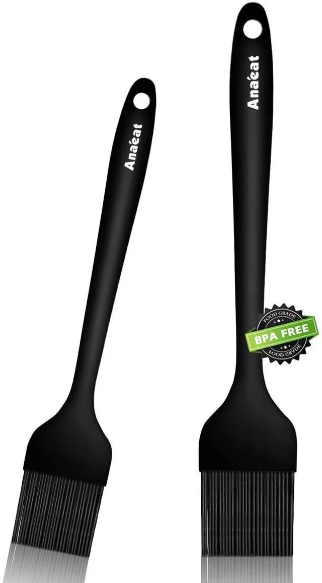 Main image of 2 Pack Silicone Basting Pastry Brushes - Heat Resistant Brush with Soft Bristles, Hygienic One-Pieces Design, Marinade Brush Great in Baking for Spreading Oil Butter Sauce BBQ Grill (Black)