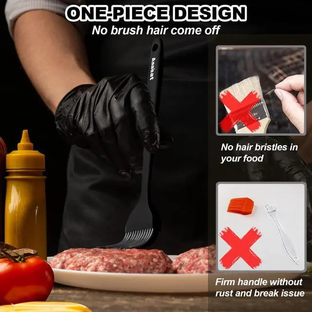 Alt view image 3 of 7 - 2 Pack Silicone Basting Pastry Brushes - Heat Resistant Brush with Soft Bristles, Hygienic One-Pieces Design, Marinade Brush Great in Baking for Spreading Oil Butter Sauce BBQ Grill (Black)
