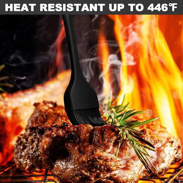 Alt view image 2 of 7 - 2 Pack Silicone Basting Pastry Brushes - Heat Resistant Brush with Soft Bristles, Hygienic One-Pieces Design, Marinade Brush Great in Baking for Spreading Oil Butter Sauce BBQ Grill (Black)