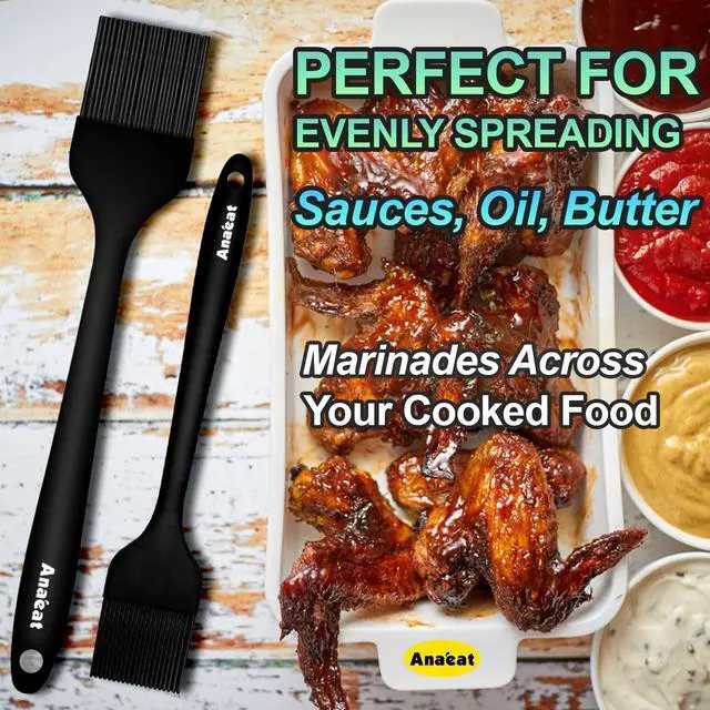 Alt view image 4 of 7 - 2 Pack Silicone Basting Pastry Brushes - Heat Resistant Brush with Soft Bristles, Hygienic One-Pieces Design, Marinade Brush Great in Baking for Spreading Oil Butter Sauce BBQ Grill (Black)