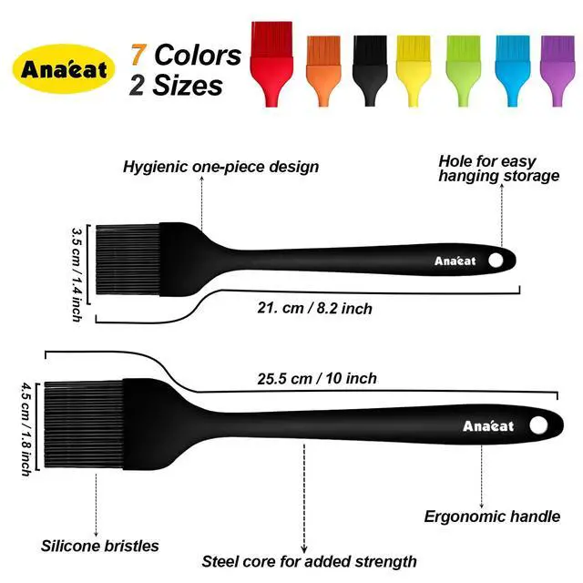 Alt view image 7 of 7 - 2 Pack Silicone Basting Pastry Brushes - Heat Resistant Brush with Soft Bristles, Hygienic One-Pieces Design, Marinade Brush Great in Baking for Spreading Oil Butter Sauce BBQ Grill (Black)
