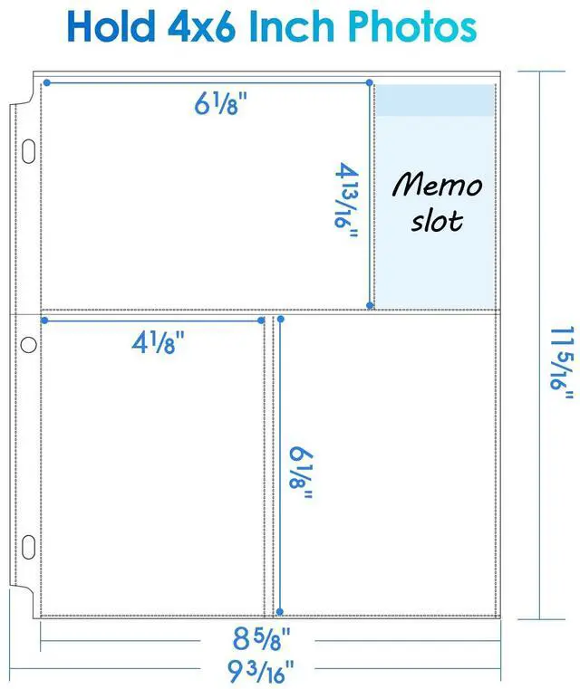 Alt view image 3 of 7 - 30 Pack 4x6 Photo Sleeves for 3 Ring Binder (180 Pictures),3 Pocket | Heavy-Duty Archival Page Protectors, Clear Photo Album Refill Pages, Plastic Postcard Sleeves, Recipe Card Binder Inserts