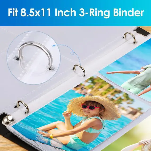 Alt view image 5 of 7 - 30 Pack 4x6 Photo Sleeves for 3 Ring Binder (180 Pictures),3 Pocket | Heavy-Duty Archival Page Protectors, Clear Photo Album Refill Pages, Plastic Postcard Sleeves, Recipe Card Binder Inserts
