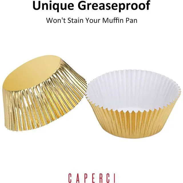 Alt view image 4 of 7 - Standard Cupcake Liners Gold Foil Muffin Baking Cups 150-Pack - Premium Greaseproof & Sturdy Cupcake Papers