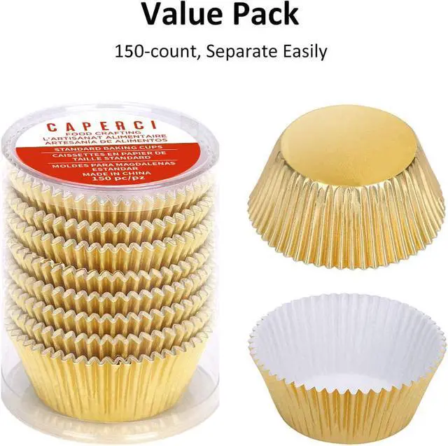 Alt view image 6 of 7 - Standard Cupcake Liners Gold Foil Muffin Baking Cups 150-Pack - Premium Greaseproof & Sturdy Cupcake Papers
