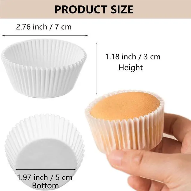 Alt view image 2 of 7 - 500 Count Cupcake Liners for Baking Cup, No Smell, Grease-proof Muffin Liners, Standard Size Cupcake Cups for Party, Wedding, Birthday,White,1.97x1.37 Inch