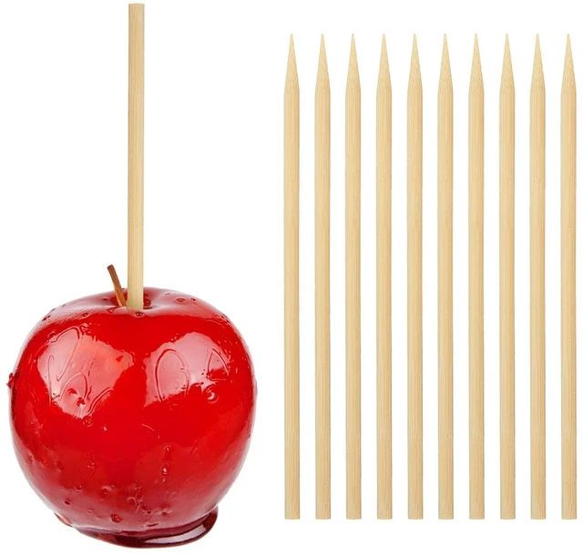 Main image of 100PCS Wooden Candy Apple Sticks, 5 mm 7 inch Caramel Apple Sticks | Caramel Apple Cotton Sticks Semi Pointed Lollipop Skewer for Festival Party Favor BBQ Corn Dog
