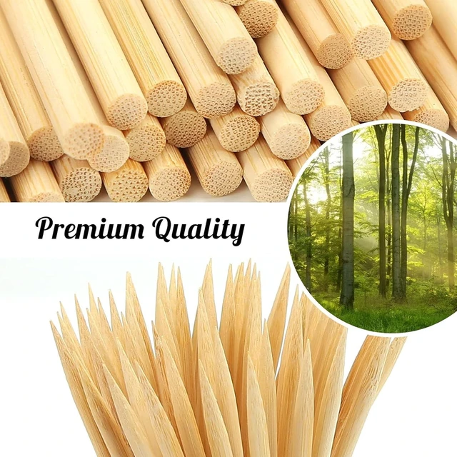Alt view image 3 of 5 - 100PCS Wooden Candy Apple Sticks, 5 mm 7 inch Caramel Apple Sticks | Caramel Apple Cotton Sticks Semi Pointed Lollipop Skewer for Festival Party Favor BBQ Corn Dog