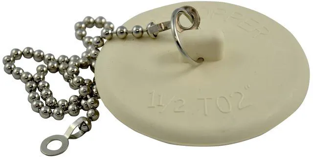 Main image of Tub Drain Stopper, 1-3/8 in, Rubber, White (80783)