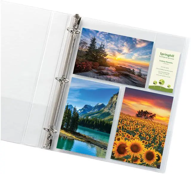 Alt view image 7 of 7 - Clear Mixed Format Photo Pages for 3 Ring Binder, Acid Free, Holds 4" x 6" Photos, 10 Photo Protectors (13401)