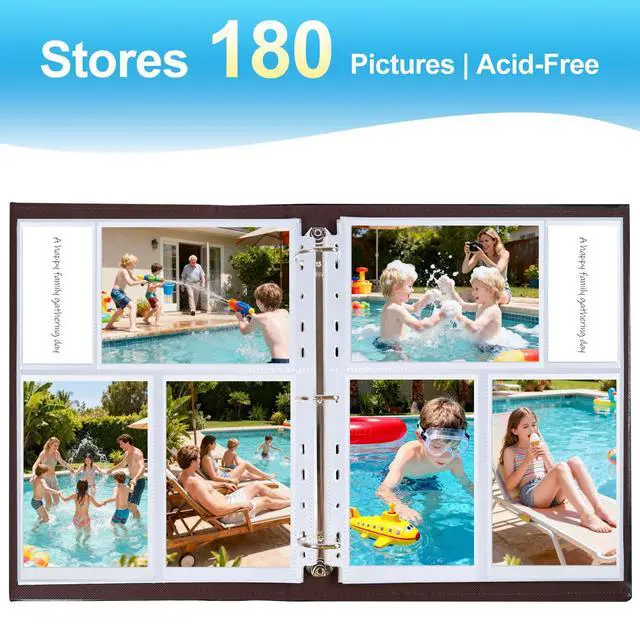 Alt view image 6 of 7 - 30 Pack 4x6 Photo Album Refill Pages for 3 Ring Binder,Ultra-Clear Photo Sleeves Holding 180 Pictures, Double-Sided 3 Pockets Photo Pages with Memo Slot,Photo Sheet Protector for Photos and Postcards