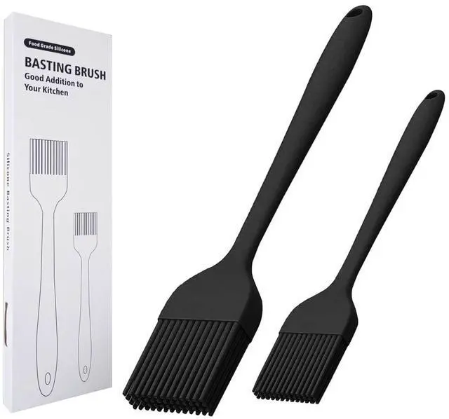 Main image of Silicone Basting Brush for Cooking 2 Pcs Pastry Brush for Grilling,Oil,BBQ,Meat,Sauce,Baking (Black)