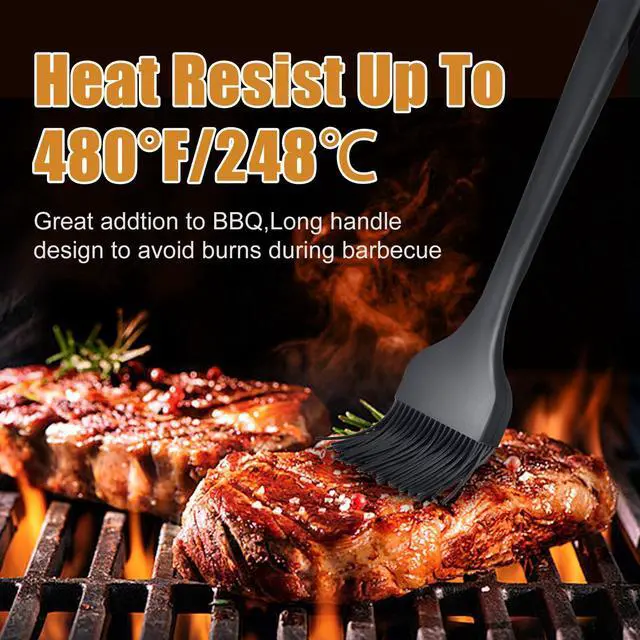 Alt view image 2 of 7 - Silicone Basting Brush for Cooking 2 Pcs Pastry Brush for Grilling,Oil,BBQ,Meat,Sauce,Baking (Black)