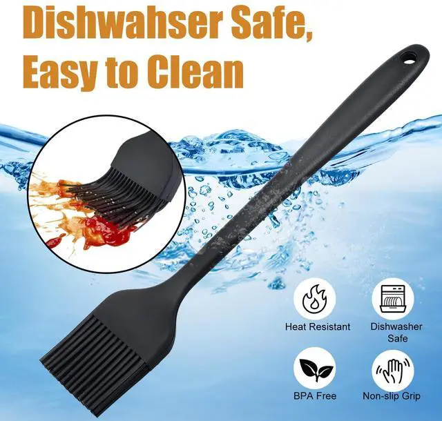 Alt view image 5 of 7 - Silicone Basting Brush for Cooking 2 Pcs Pastry Brush for Grilling,Oil,BBQ,Meat,Sauce,Baking (Black)