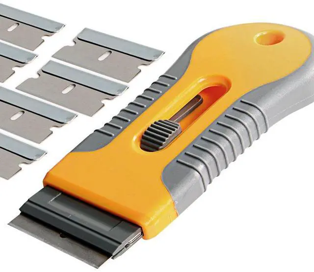 Alt view image 7 of 7 - Car Sticker Remover Glass Cooktop Razor Scraper with 10pcs Replace Blades for Label,Glue,Paint,Adhesive Remover,Oven Door, Stove Cleaning-Yellow